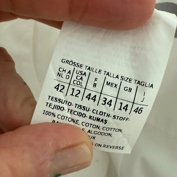Sportmax white classic yet unique cotton blouse size 12 - Picture 5 of 6